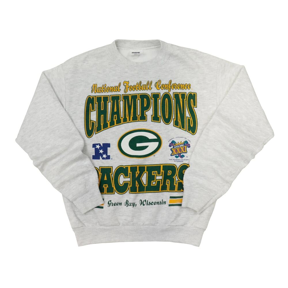 Vintage Champions NFL Packers Grey Crewneck Sweatshirt Size 16/18